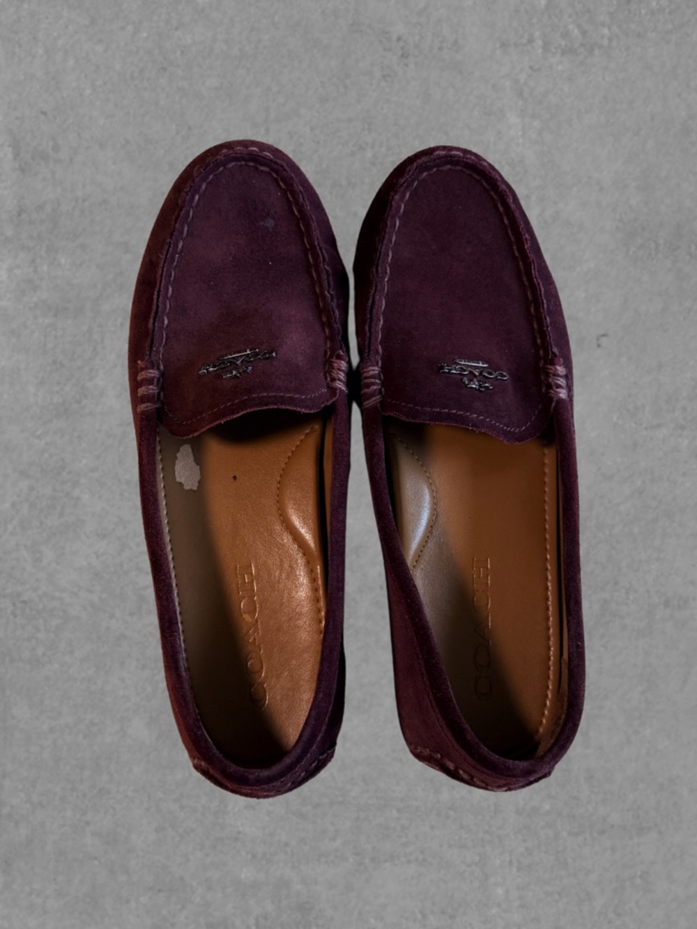 COACH Women’s Amber Burgundy Suede Loafers (Size 6.5) - Picture 3 of 3